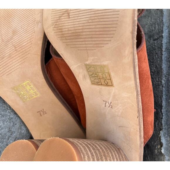 Madewell Ruthie Criss Cross Sandal Women’s 7.5 Leather Sling Back 3 Inch Heel - Picture 13 of 14